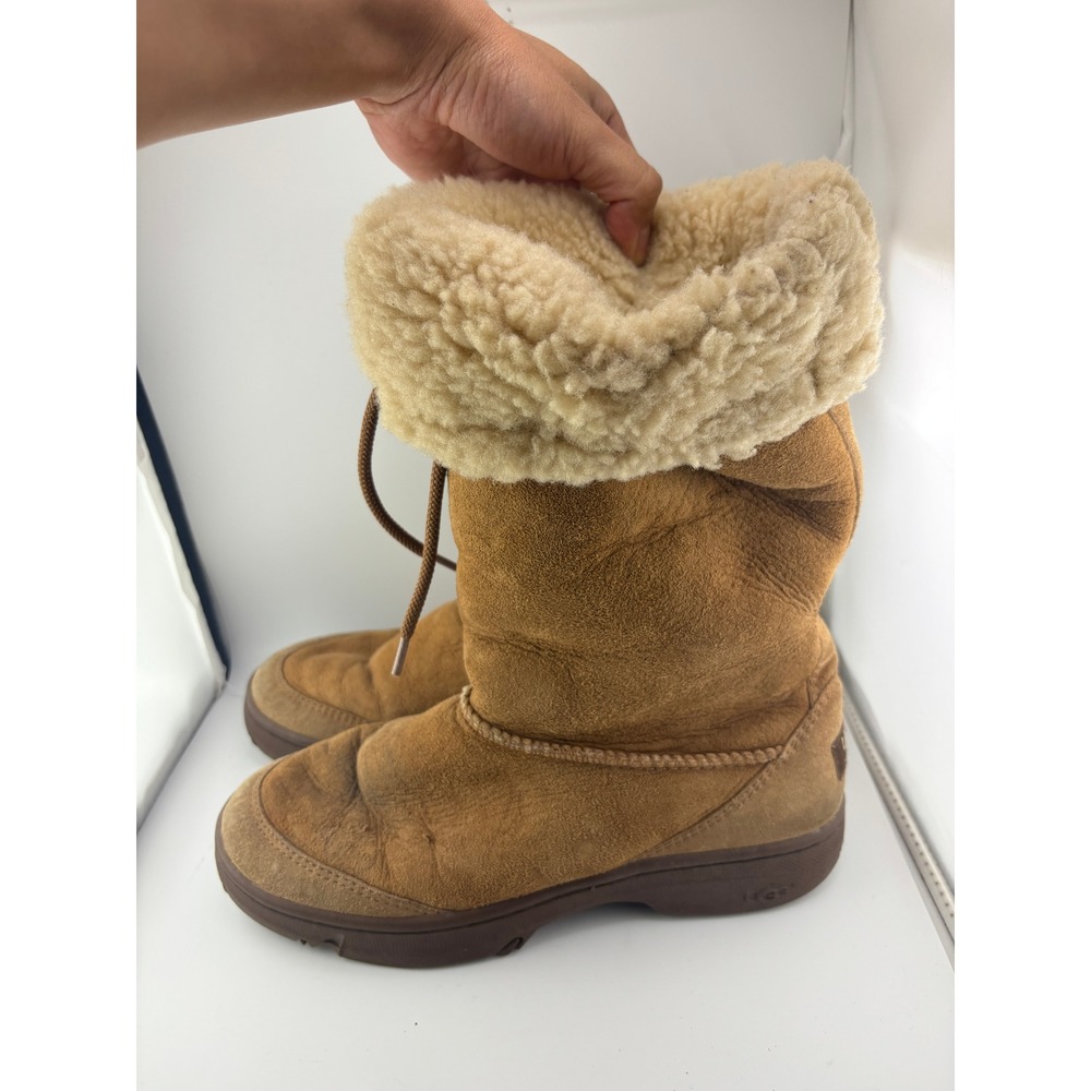 UGG Australia Sunburst Tall Chestnut Suede Sheepskin Boots 5250 Womens 9